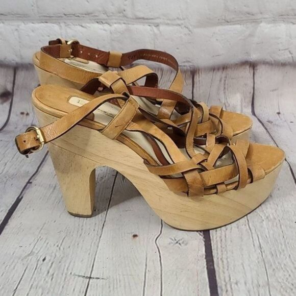 Max Studio Oakey Slingback Wood High Heels - Picture 2 of 13